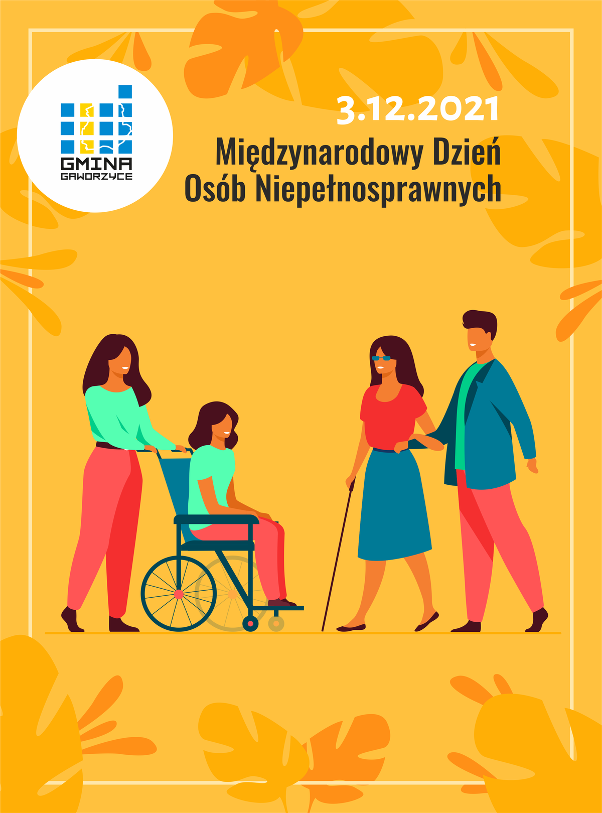 Grafika z okazji miedzynarodowego dnia osób z niepełnosprawnościami.