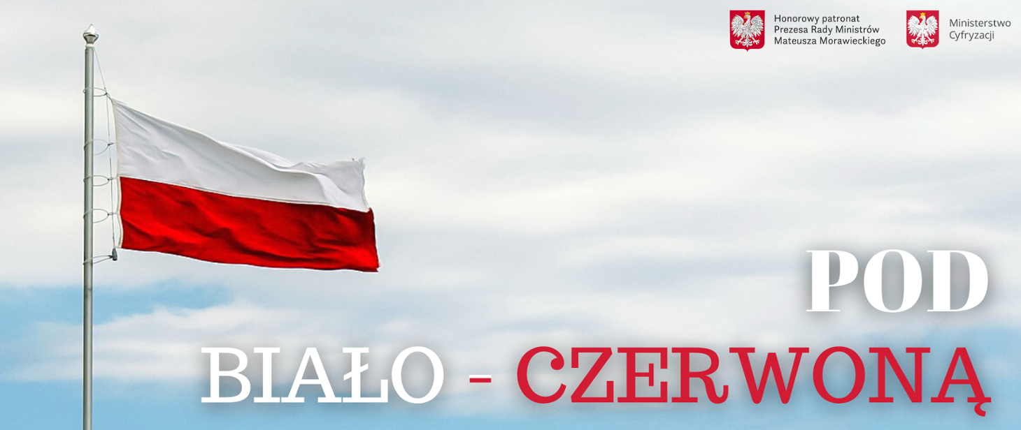 Banner akcji przedstawiający flagę Polski i tytuł akcji oraz informację o honorowym patronacie Prezesa Rady Ministrów Mateusza Morawieckiego.